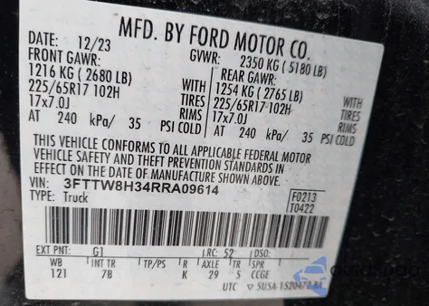 2024 Ford Maverick Xlt z USA, uszkodzony, nr VIN 3FTTW8H34RRA09614